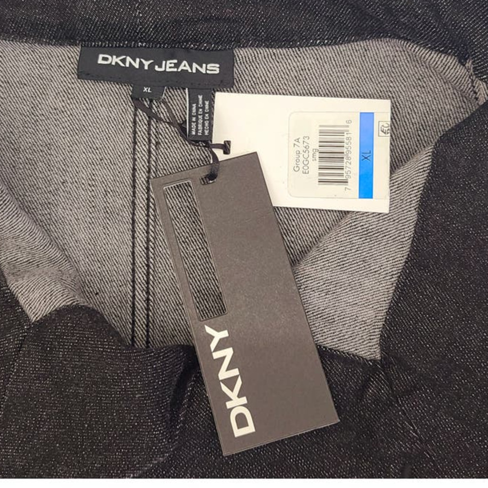 DKNY Denim Jacket Black Jeans Faux Leather Women's XL - Picture 5 of 10